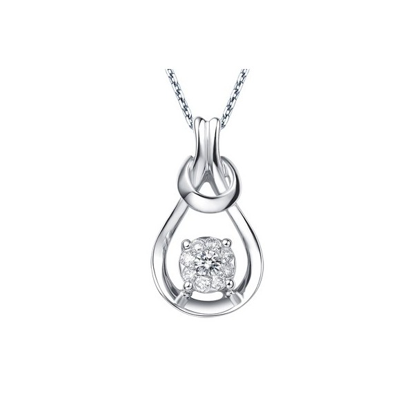 Circle Shape Diamond Pendant On 14k White Gold JeenJewels