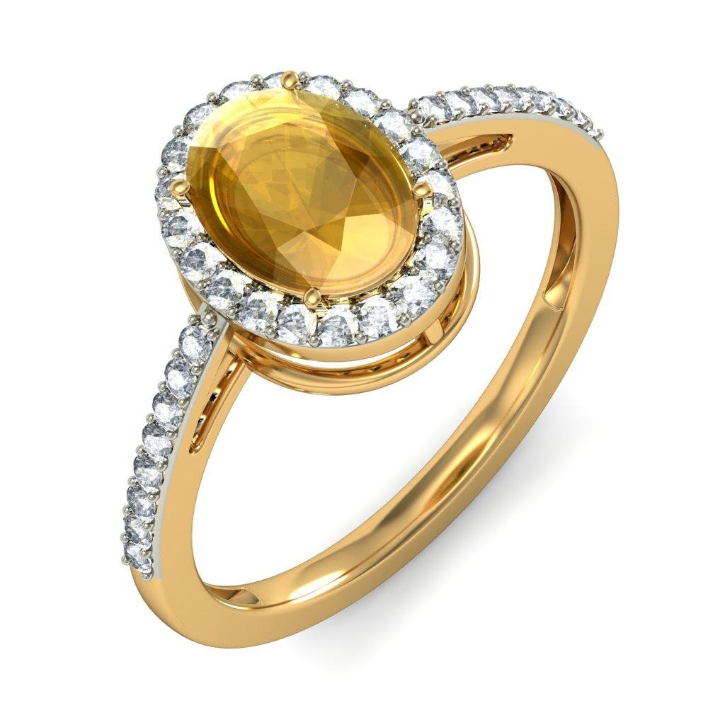 1.50 Carat Diamond and Citrine Ring in Yellow Gold - JeenJewels