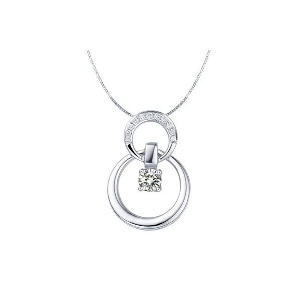 Circle Shape Diamond Pendant On 10k White Gold JeenJewels