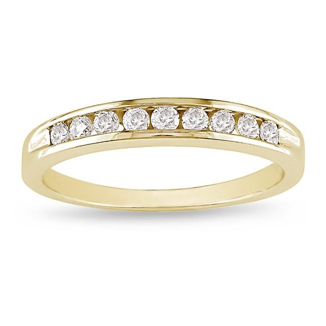 Size 5 - 4mm Solid 14K Yellow Gold Channel Set Round Brilliant Cut