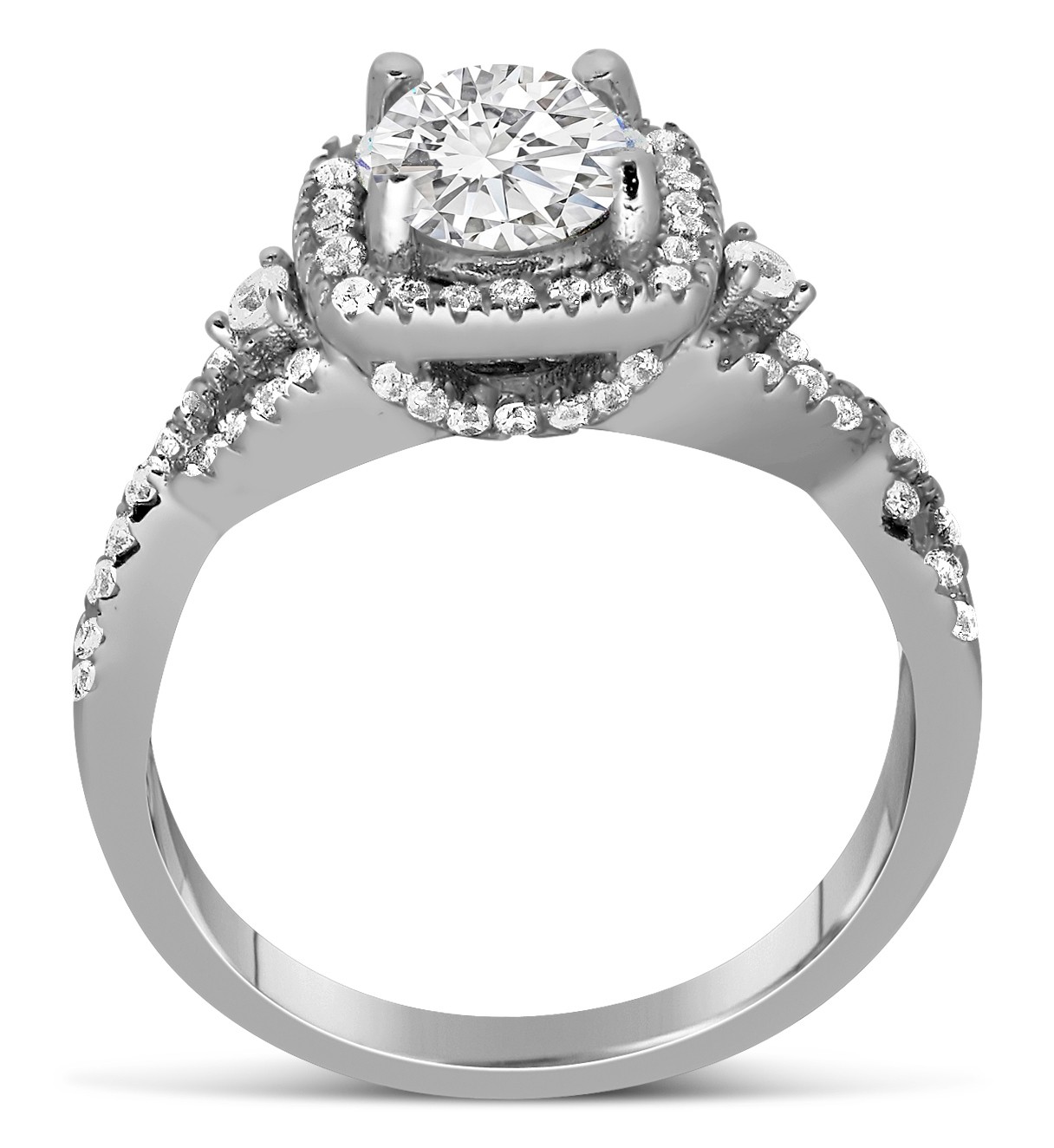 Unique 1 Carat Round Infinity Halo Diamond Engagement Ring In White Gold Jeenjewels 6734