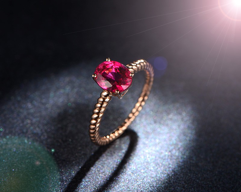 1 Carat Solitaire Ruby Antique Engagement Ring in Rose Gold - JeenJewels