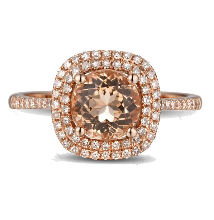 2 Carat Morganite And Diamond Halo Engagement Ring In Rose Gold Jeenjewels 5247