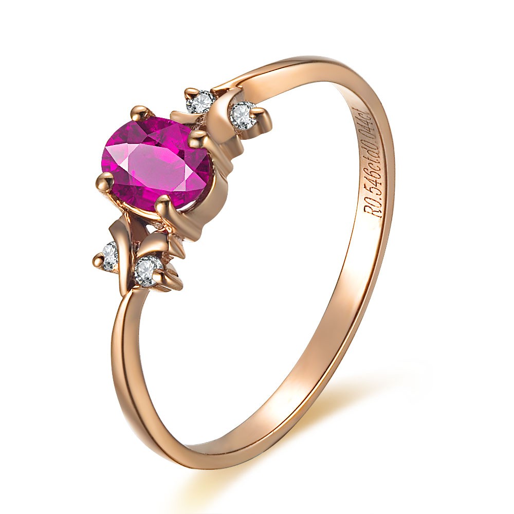 Ruby and Diamond Engagement Ring on 10k Rose Gold JeenJewels