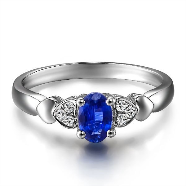 Heart Shape Sapphire and Diamond Engagement Ring - JeenJewels