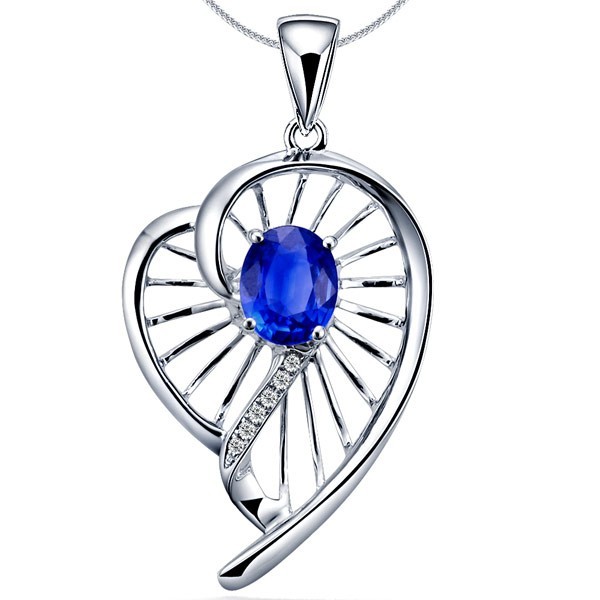 Heart Shape Sapphire and Diamond Pendant - JeenJewels