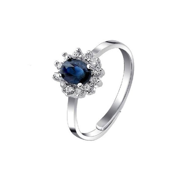 Half Carat Sapphire Gemstone Engagement Ring On Silver - Jeenjewels