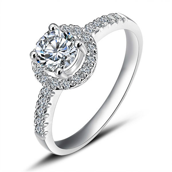 Luxurious Halo Cheap Engagement Ring 0.50 Carat Round Cut Diamond on ...