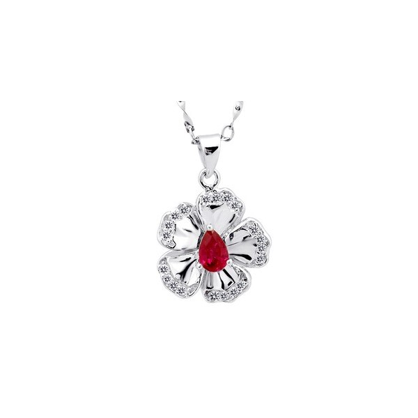 Flower petal shape .5 Carat Ruby necklace pendant for Women - JeenJewels