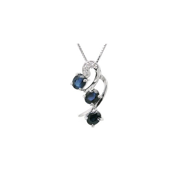 Three Stone Past Present and Future 1.5 Carat Sapphire Necklace Pendant ...