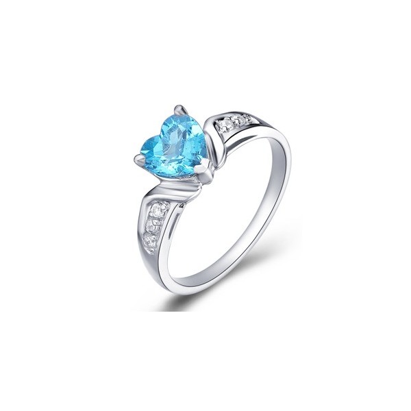 Heart Shape 1 Carat blue Topaz Engagement Ring on Sale for Her - JeenJewels