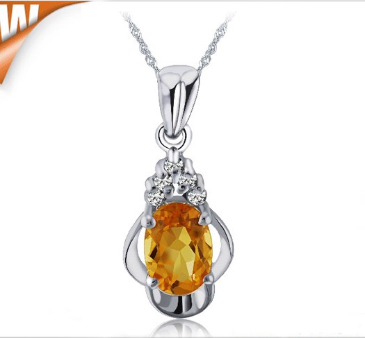 1 Carat Citrine Pendant Necklace for Women - JeenJewels