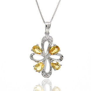 2 Carats Citrine Flower shape Necklace for Women - JeenJewels