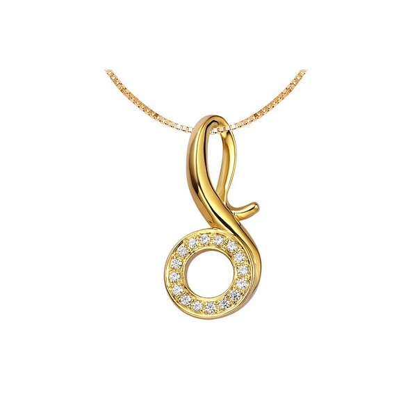 Music Note Movement Circle Diamond Pendant on 10k Yellow Gold - JeenJewels