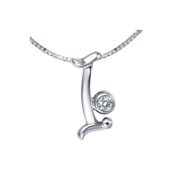 I Initial Alphabet Diamond Pendant on 10k White Gold - JeenJewels