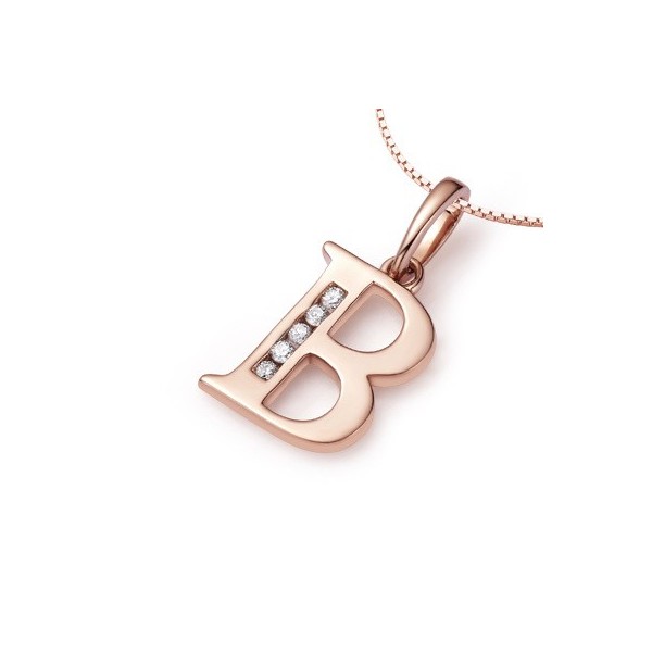 "B" Initial Diamond Alphabet Pendant On 18k White Gold - JeenJewels