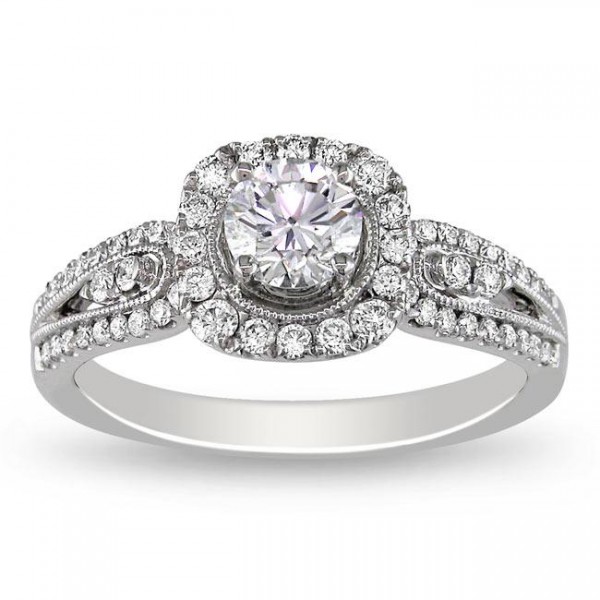 Tantalizing Halo Antique Affordable Engagement Ring 1.00 Carat Round ...