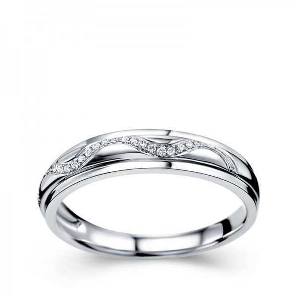 Luxurious Diamond Wedding Ring Band in White Gold - JeenJewels