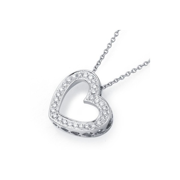 Heart Shape 1 Carat Diamond Pendant on 10k White Gold - JeenJewels