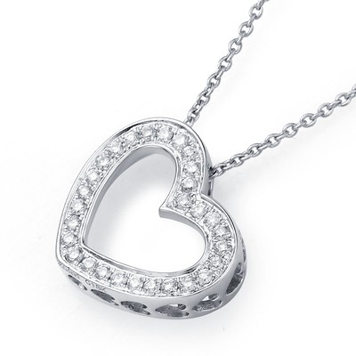 Heart Shape 1 Carat Diamond Pendant on 10k White Gold - JeenJewels