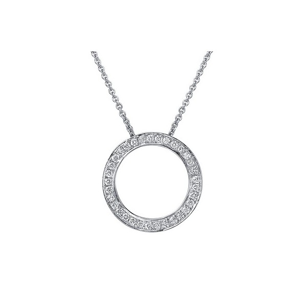 Circle Shape 1 Carat Diamond Pendant on 18k White Gold - JeenJewels