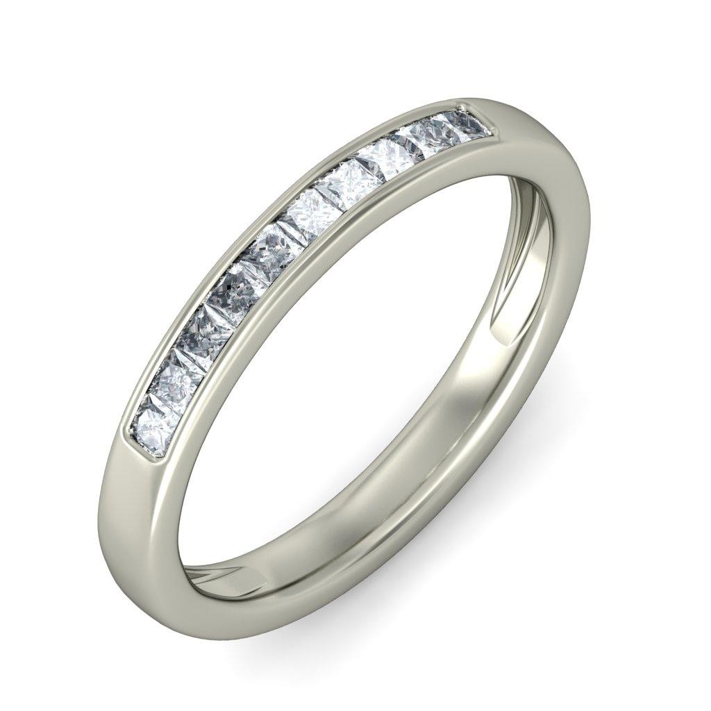 Half Carat Princess Diamond Wedding Ring Band in Gold - JeenJewels