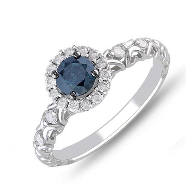 Precious Sapphire and Diamond Cheap Engagement Ring 0.75 Carat Diamond ...