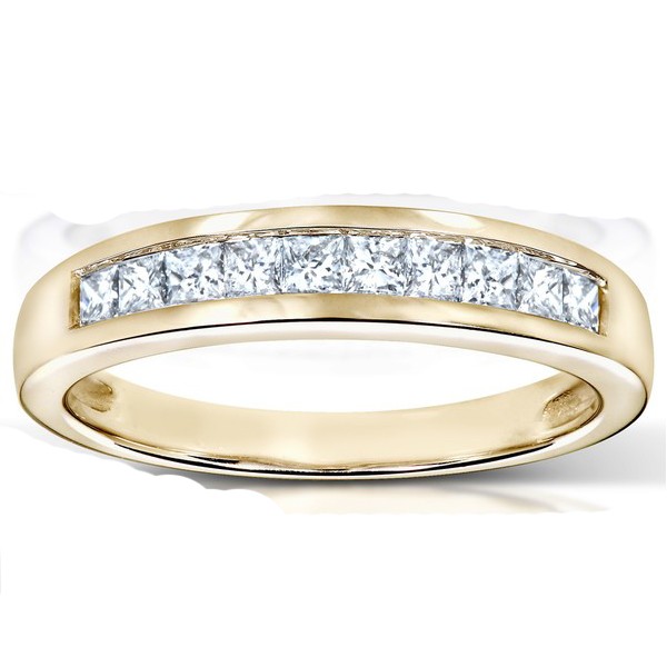 3/4 Carat Princess Channel Diamond Wedding Ring Band in Gold - JeenJewels