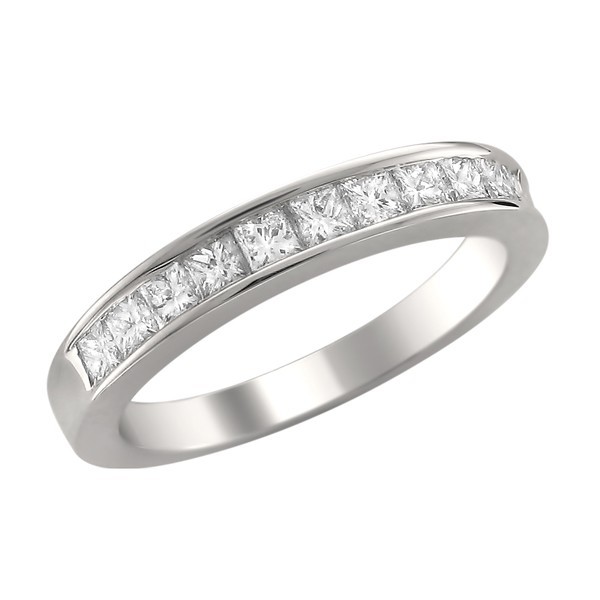 Channel Set Princess 1 Carat Wedding Ring Band - JeenJewels