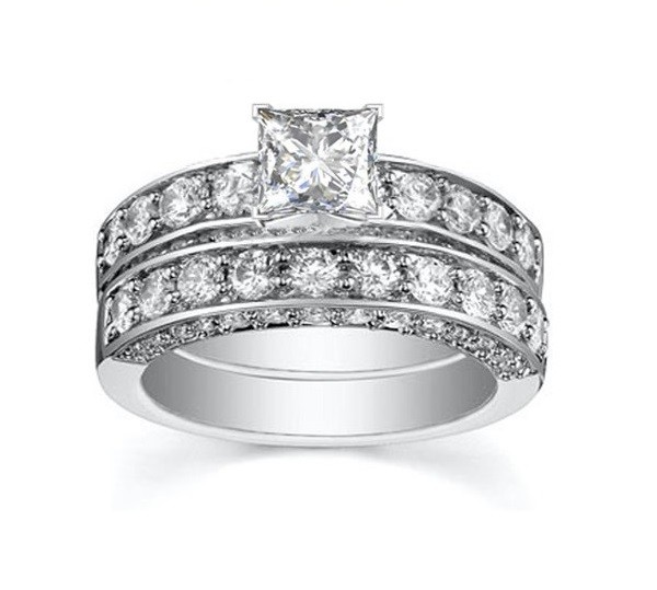 Queenly Inexpensive Diamond Wedding Set 2 Carat Princess Cut Diamond on ...