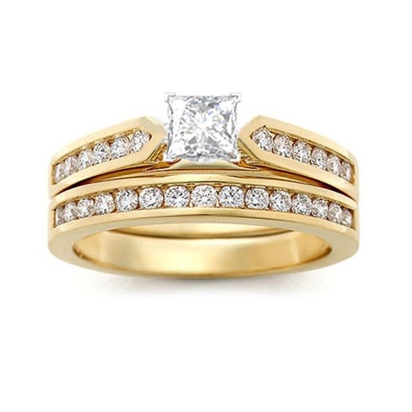 Exquisite Inexpensive Diamond Bridal Ring Set 2 Carat Princess Cut ...