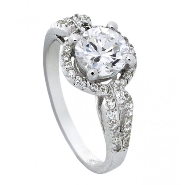 Designer 1 Carat Round Cubic Zirconium Engagement Ring for Women ...