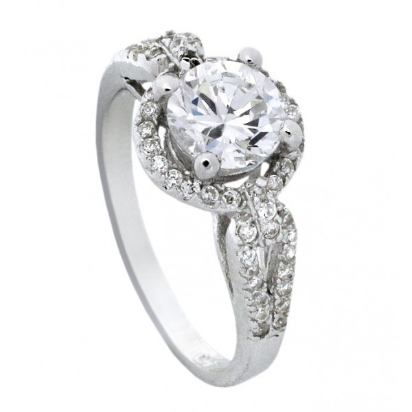 Designer 1 Carat Round Cubic Zirconium Engagement Ring For Women