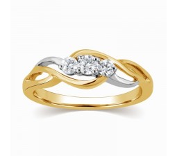 Infinity design Round diamond Ring in two tone White and Yellow Gold