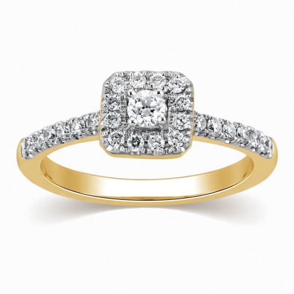 Graceful Halo Diamond Engagement ring 0.50 Carat Round Cut Diamond on ...