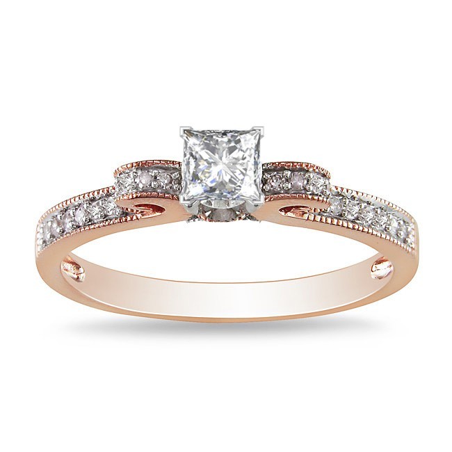 Floral Design Princess Cut Diamond Engagement Ring – Al Fouad Jewellery