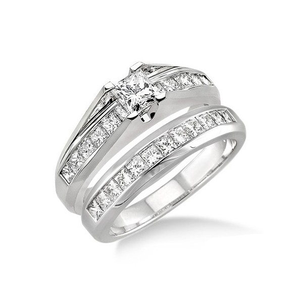 Handcrafted Inexpensive Diamond Wedding Ring Set 2 Carat Princess Cut ...