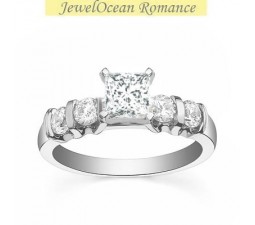 0.75 Carat Princess cut Diamond Multistone Ring On 10K White Gold