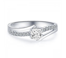 0.5 Carat Princess cut Diamond Multistone Ring On 10K White Gold