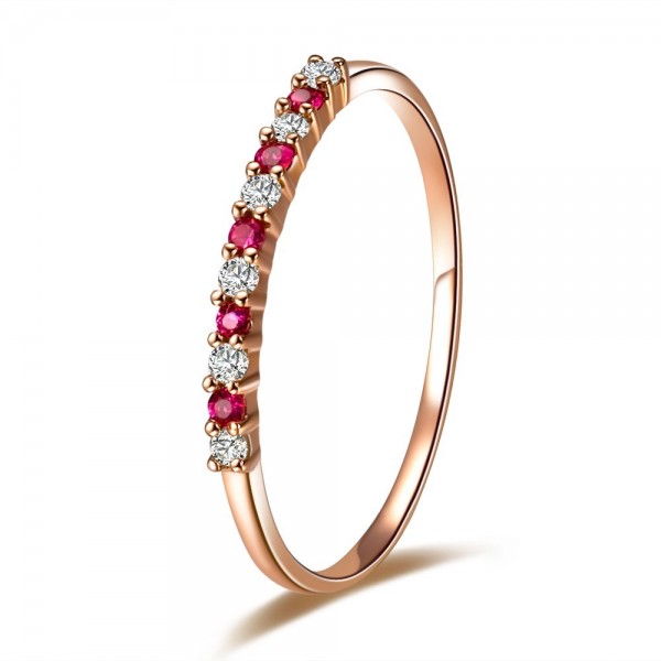 Beautiful Ruby And Diamond Wedding Band On 18k Rose Gold Jeenjewels