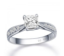 GIA Certified Princess Diamond Engagement Ring in White Gold