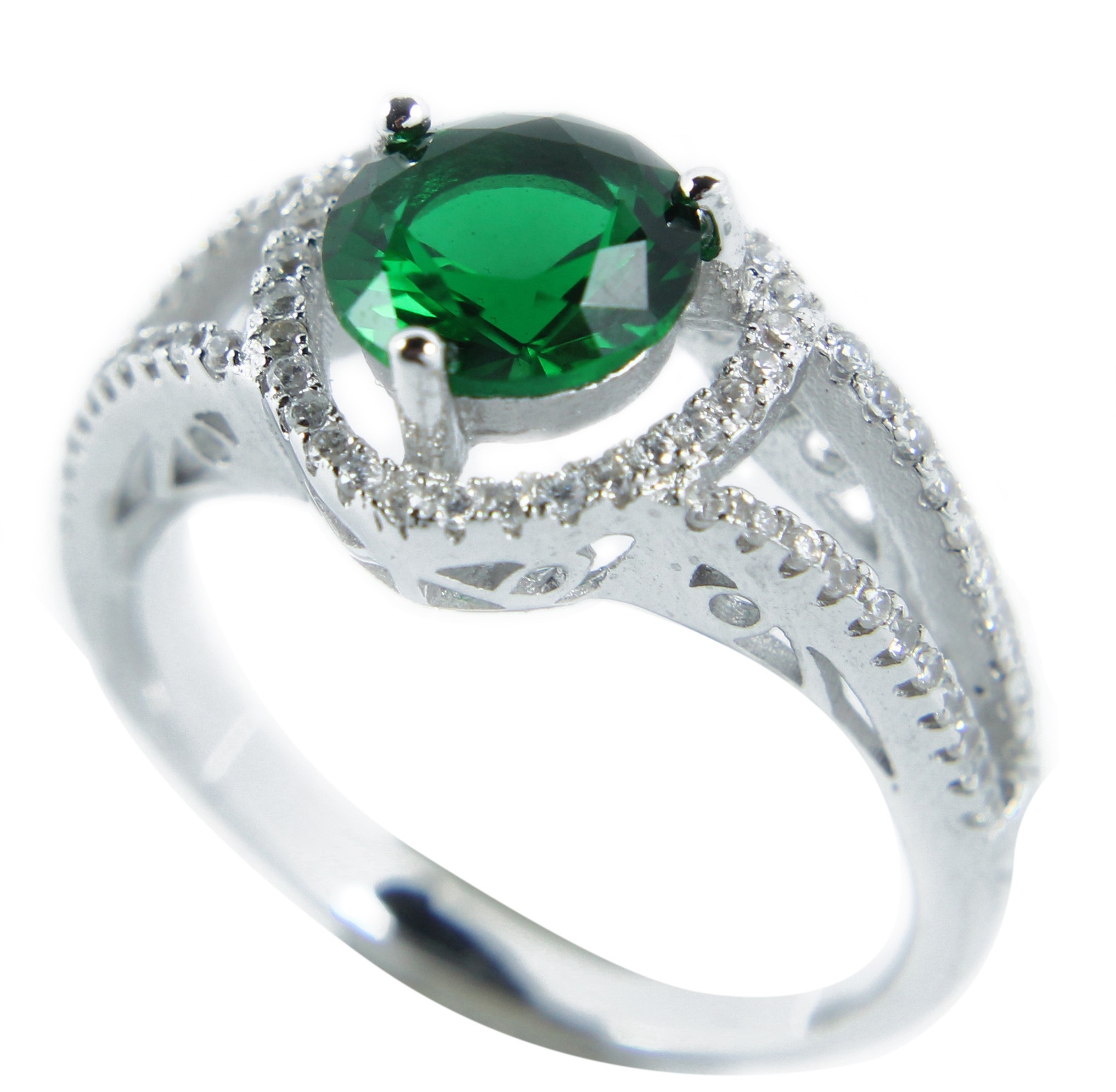 Luxurious Antique 1 Carat Created Green Emerald Engagement Ring in 18k ...