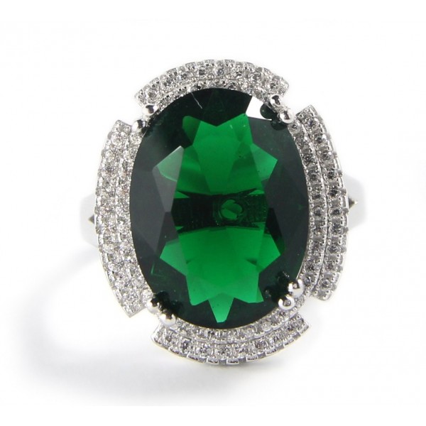 Huge 3.5 Carats Green Cubic Zirconia Antique Engagement Ring on Sale ...