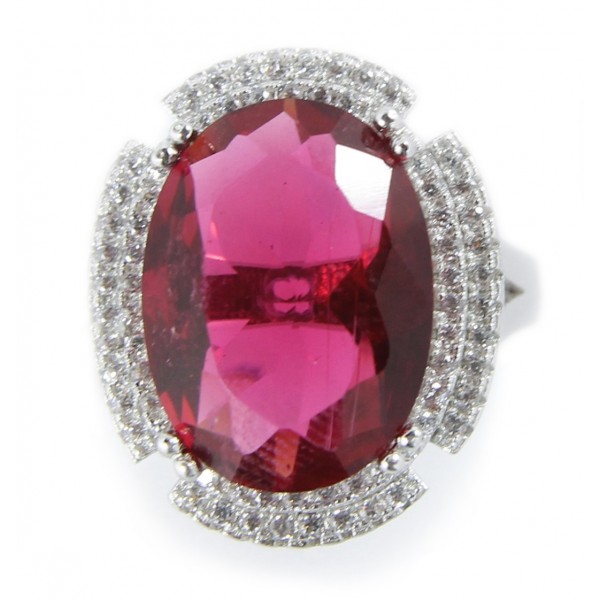 Huge 3.5 Carats Red Cubic Zirconia Antique Engagement Ring on Sale ...