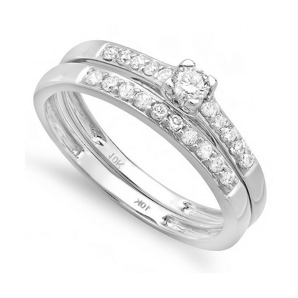 Half Carat Affordable Diamond Wedding Ring Band for Her in White Gold ...