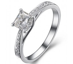 0.5 Carat Princess cut Diamond Diamond Engagement Ring Classic Style 10K White Gold