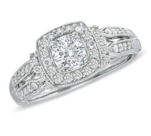 Quality Antique Wedding Ring 1.00 Carat Round Cut Diamond on White Gold ...