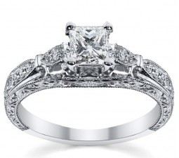 0.5 Carat Princess cut  Diamond Engagement Ring on Sale 10K White Gold