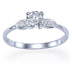 Unique Round Diamond Engagement Ring for Her in White Gold