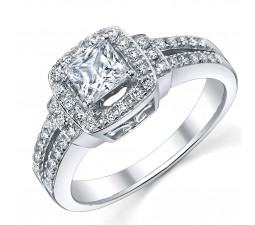 1 Carat Princess Diamond Engagement Ring in White Gold